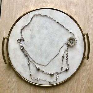 Vintage Silver Multichain Flower Necklace